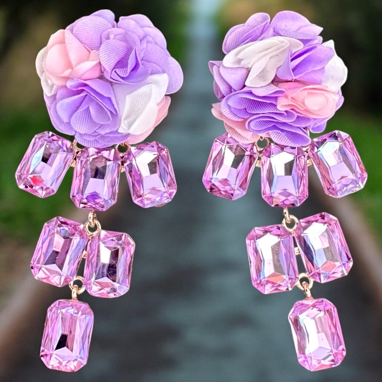 Purple Flower Earrings