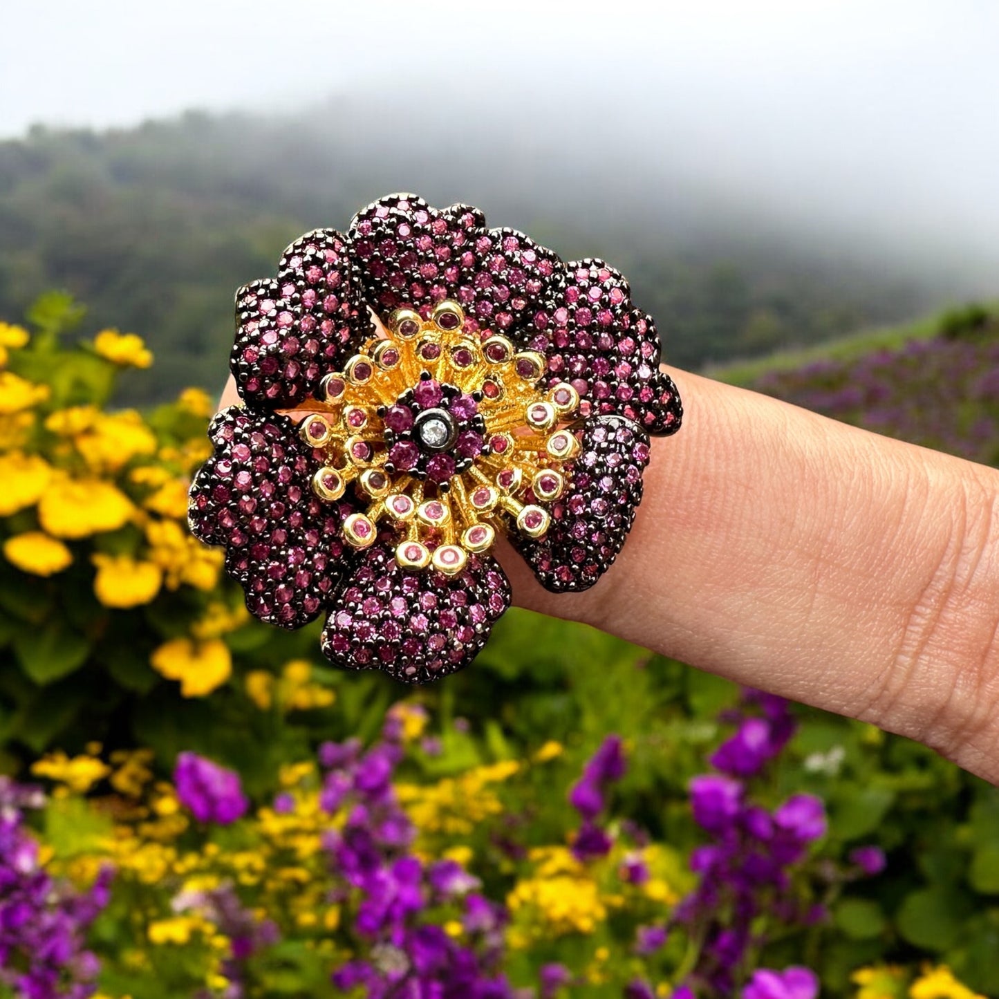 Ruby Flower Ring